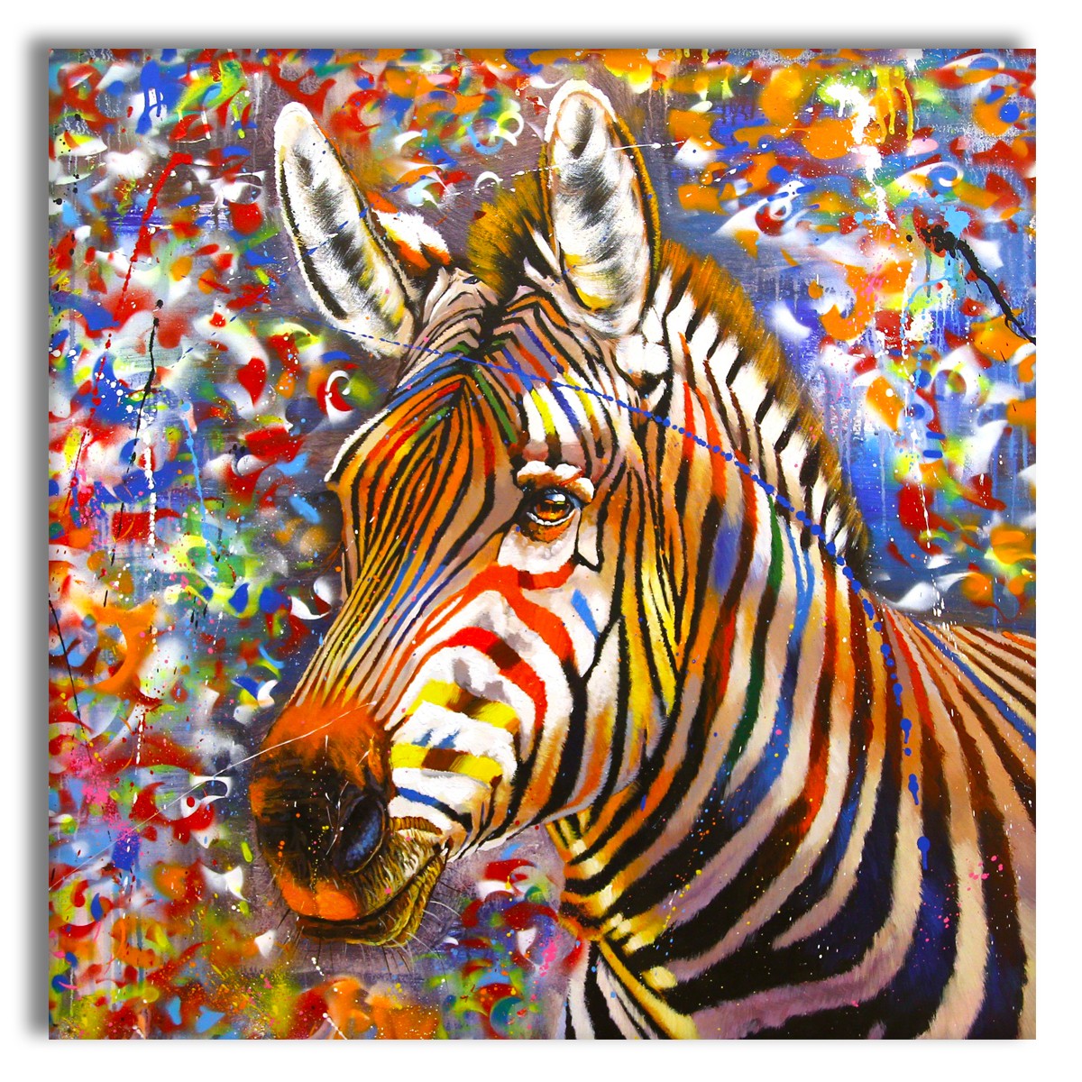 URBAN ZEBRA - Quadro stampato su Canvas e montato su telaio in legno Misura: 130x130 cm