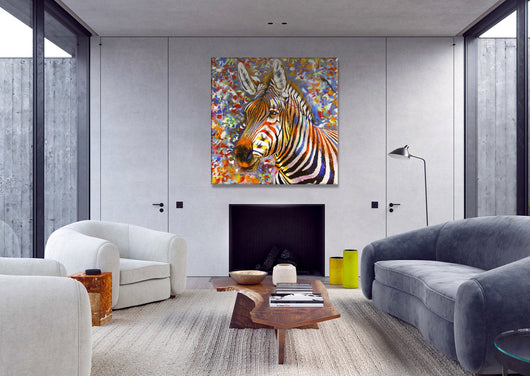 URBAN ZEBRA - Quadro stampato su Canvas e montato su telaio in legno Misura: 130x130 cm
