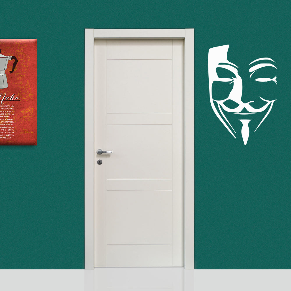 V PER VENDETTA - Adesivo murale wall sticker in vinile 55x80 cm Colore: bianco