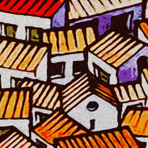 VILLAGE - Quadro stampato su Canvas e montato su telaio in legno Misura: 100x140 cm