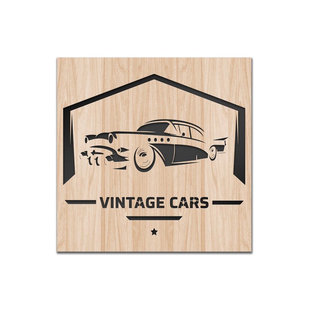 VINTAGE CAR - Quadro arredo LASERCUT composito Legno e PVC Misura: 60x60 cm