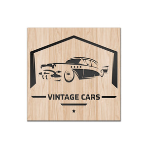 VINTAGE CAR - Quadro arredo LASERCUT composito Legno e PVC Misura: 60x60 cm