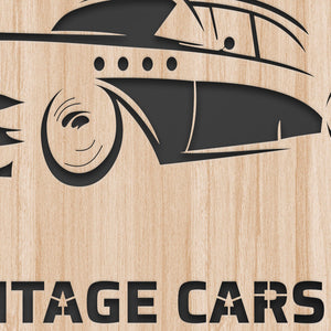 VINTAGE CAR - Quadro arredo LASERCUT composito Legno e PVC Misura: 40x40 cm