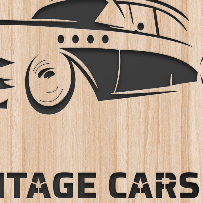 VINTAGE CAR - Quadro arredo LASERCUT composito Legno e PVC Misura: 40x40 cm