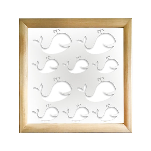 WHALE - Moduli Decorativi in Legno e PVC Misura: 98x98 cm, Colore: bianco