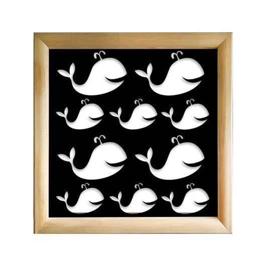 WHALE - Moduli Decorativi in Legno e PVC Misura: 73x73 cm, Colore: nero