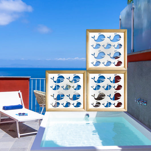 WHALE - Moduli Decorativi in Legno e PVC Colore: bianco, Misura: 73x73 cm