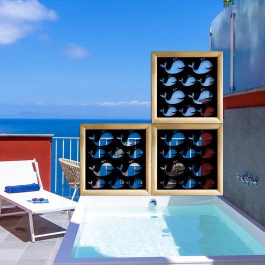 WHALE - Moduli Decorativi in Legno e PVC Misura: 73x73 cm, Colore: nero