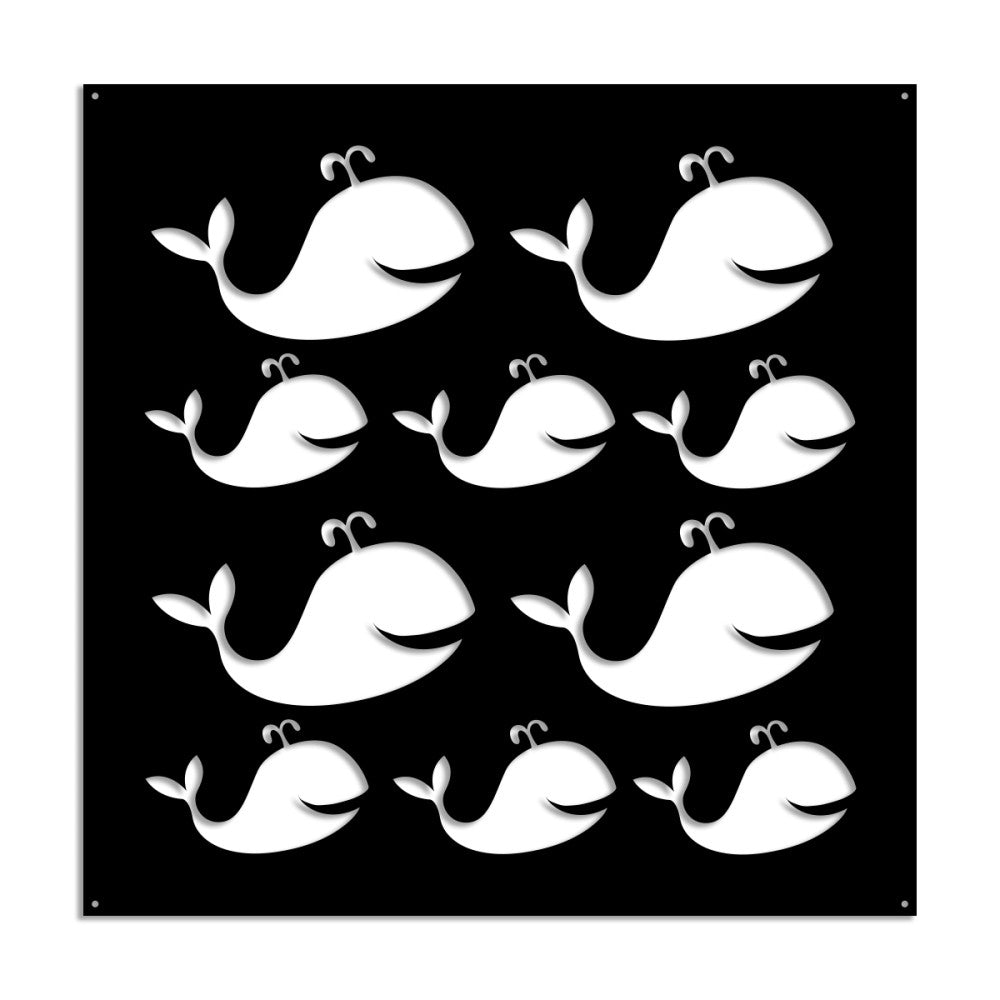 WHALE - Pannello in PVC traforato - Parasole Colore: nero, Misura: 98x98 cm