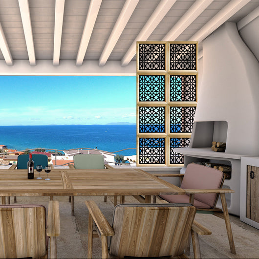 WHEELS  - Moduli Decorativi in Legno e PVC Misura: 98x98 cm, Colore: nero