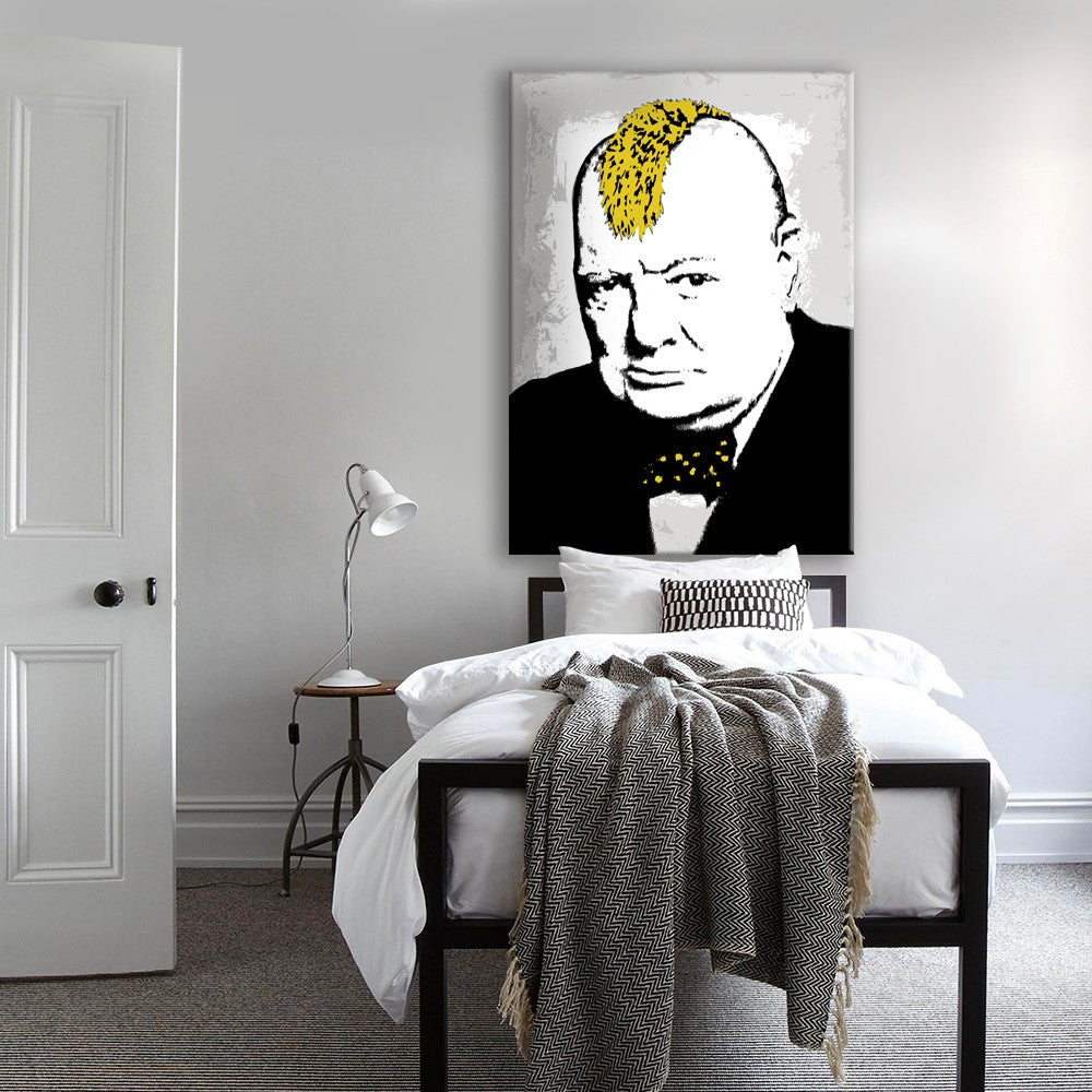 Winston Churchill - Banksy - Quadro stampato su Canvas e montato su telaio in legno Misura: 100x140 cm