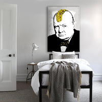 Winston Churchill - Banksy - Quadro stampato su Canvas e montato su telaio in legno Misura: 100x140 cm