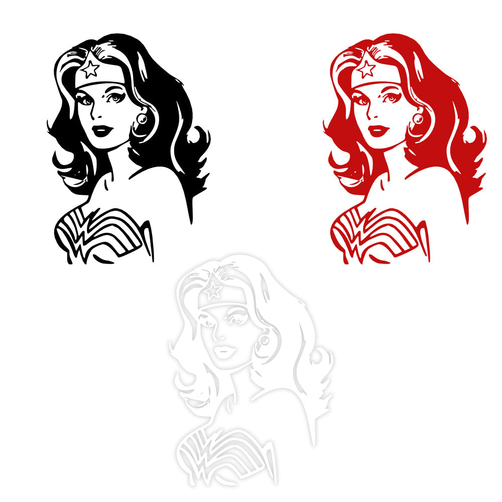 WONDER WOMAN - Adesivo murale wall sticker in vinile 55x80 cm Colore: nero