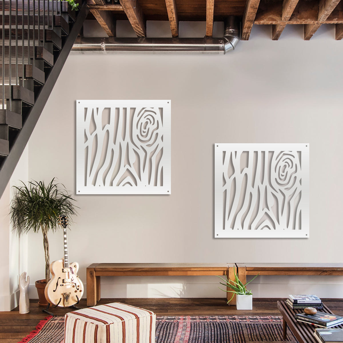 WOOD - Pannello in PVC traforato - Parasole Misura: 73x73 cm, Colore: bianco