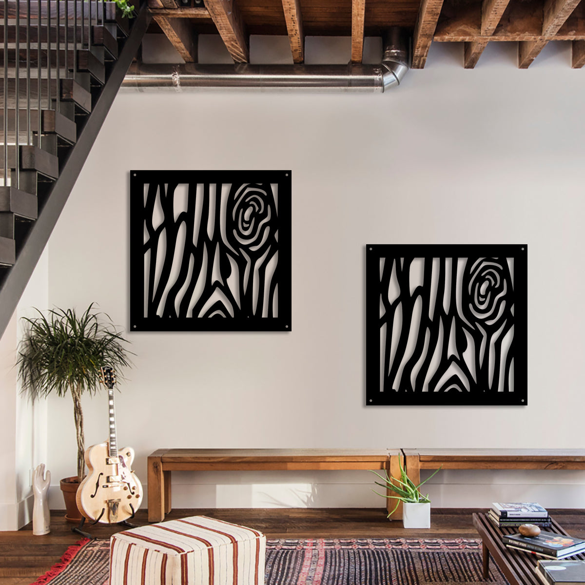 WOOD - Pannello in PVC traforato - Parasole Misura: 98x98 cm, Colore: nero