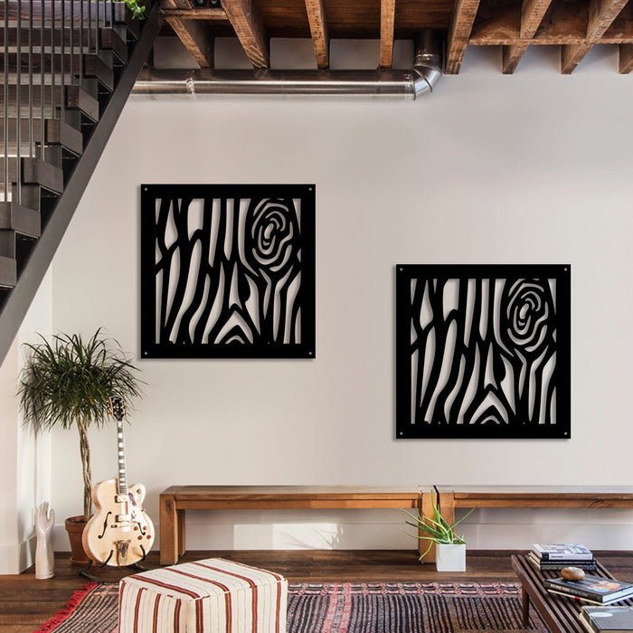 WOOD - Pannello in PVC traforato - Parasole Misura: 98x98 cm, Colore: nero