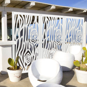 WOOD - Pannello in PVC traforato - Parasole Colore: bianco, Misura: 50x150 cm