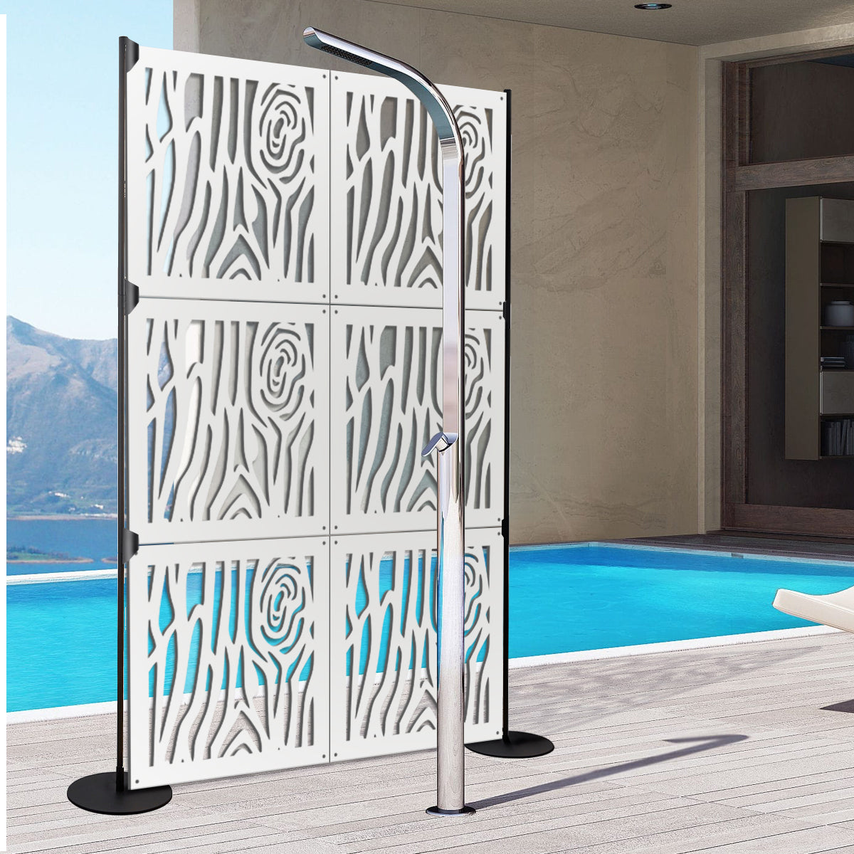 WOOD - Pannello in PVC traforato - Parasole Misura: 48x48 cm, Colore: bianco