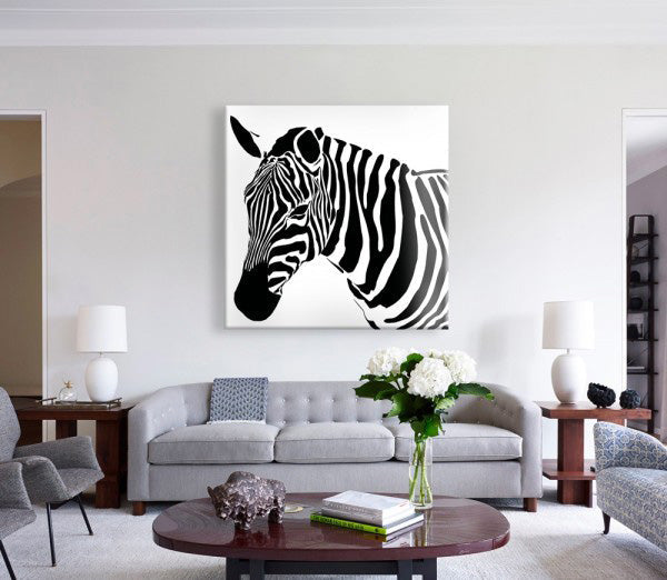 ZEBRA sx - Stampa su tela Canvas montata su telaio in legno Misura: 100x100 cm
