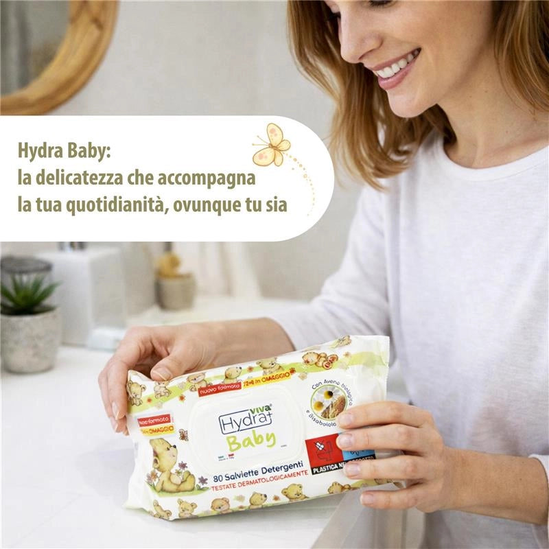 HYDRA VIVA + SALVIETTE DETERGENTI BABY CON AVENA BIOLOGICA E BISABOLOLO 12 CONFEZIONI DA 80 PZ