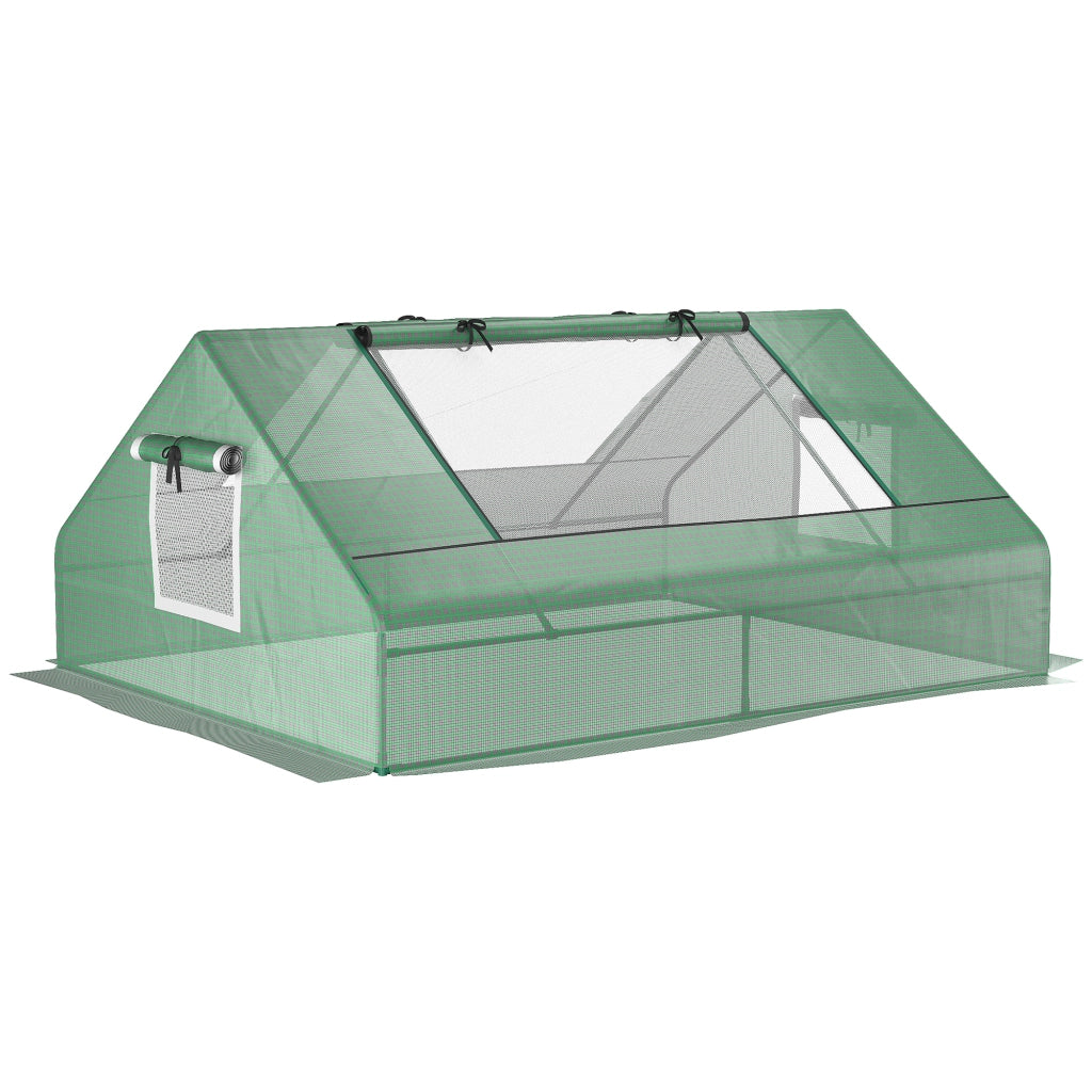 EasyComfort Serra da Giardino in Acciaio con Rivestimento in PE, Porte Avvolgibili e Finestre, 180x140x80cm, Verde