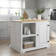 Set isola da cucina 2 pz Bianco e Cera di Miele Pino Massello 3425383