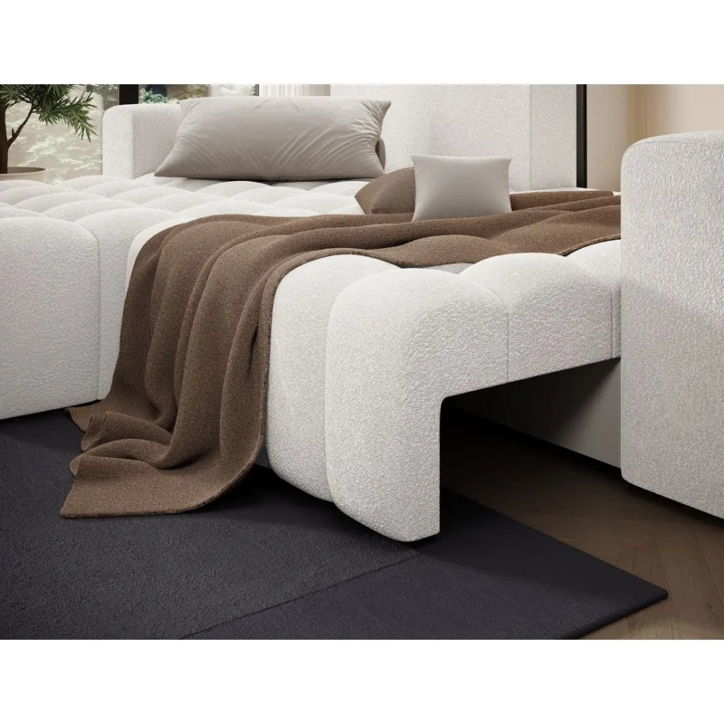 Divano angolare convertibile DORY grigio chiaro 250 cm con contenitore angolo destro
