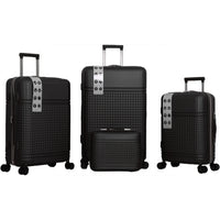 Set 4 Valigie Rigide in ABS da Viaggio Nero con Ruote Easy Roll e Beauty Case