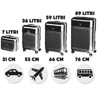 Set 4 Valigie Rigide in ABS da Viaggio Nero con Ruote Easy Roll e Beauty Case