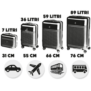 Set 4 Valigie Rigide in ABS da Viaggio Nero con Ruote Easy Roll e Beauty Case