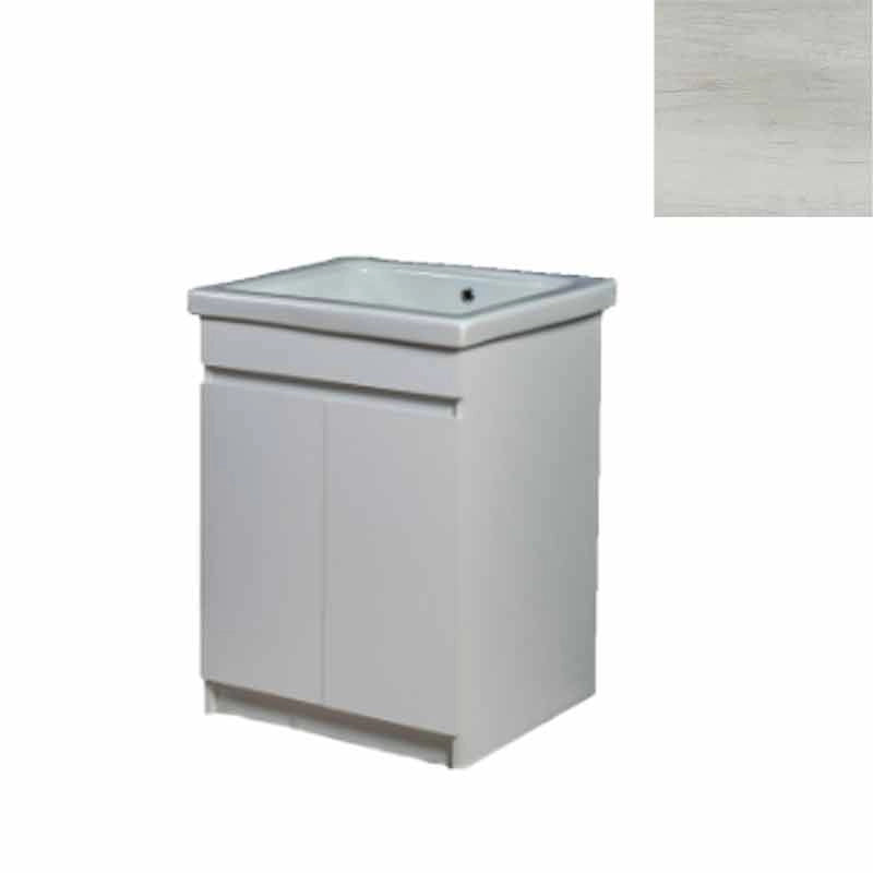 Mobile Lavatoio in Ceramica 2 Ante e Strofinatoio Integrato 60x60x86A cm Olmo Bianco