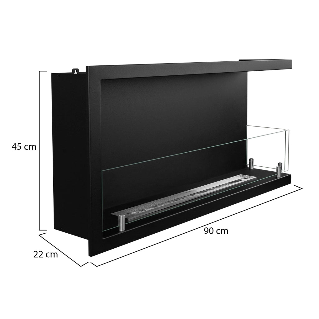 Caminetto Macomer, Camino a Bioetanolo Capacità 1.5 lt, 90x22x45h cm Nero