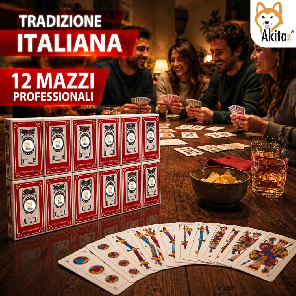 Akitaink 12 Mazzi Carte Trevisane Plastificate da Gioco