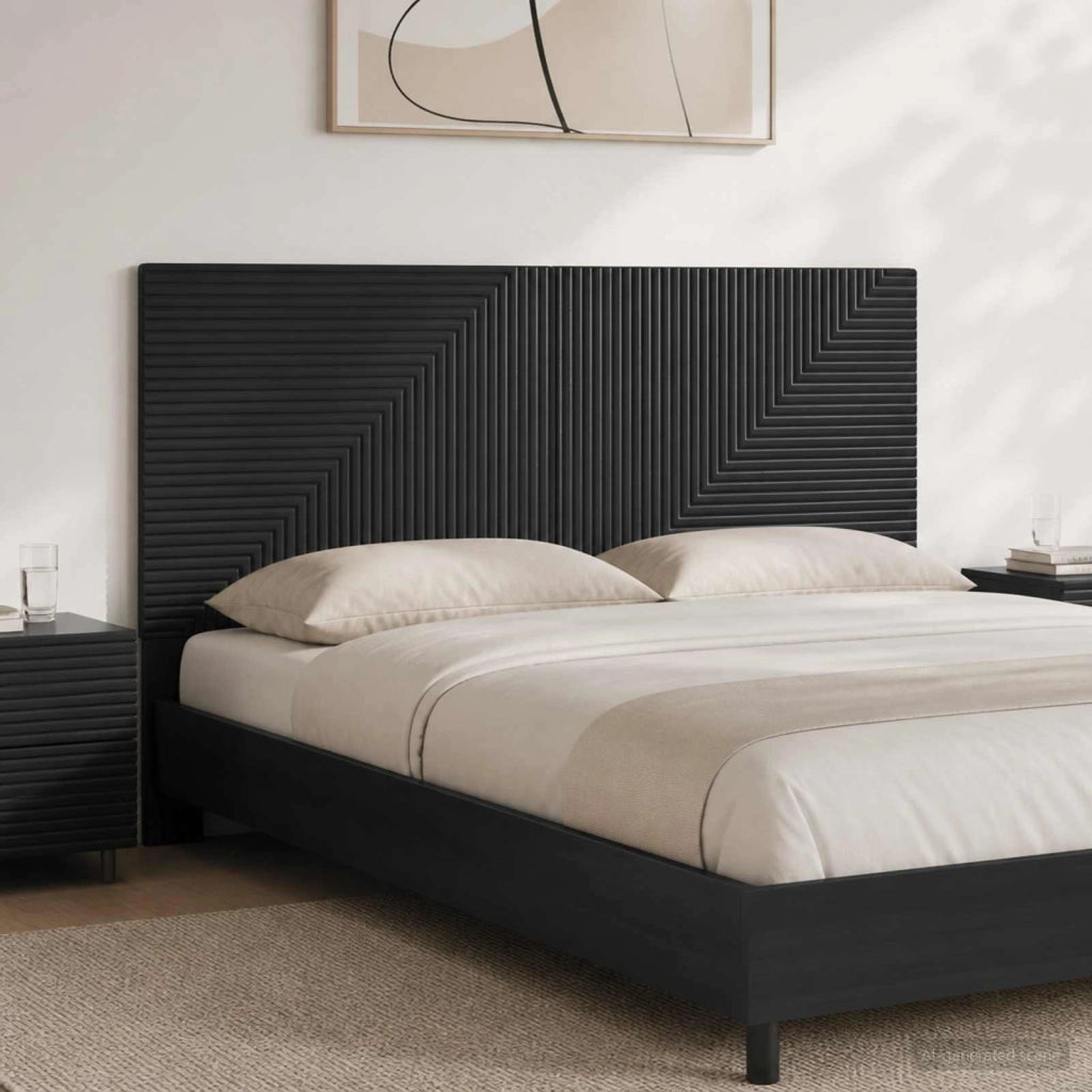 Testiera da Muro HAARLEM Nero Legno ingegnerizzato 896966