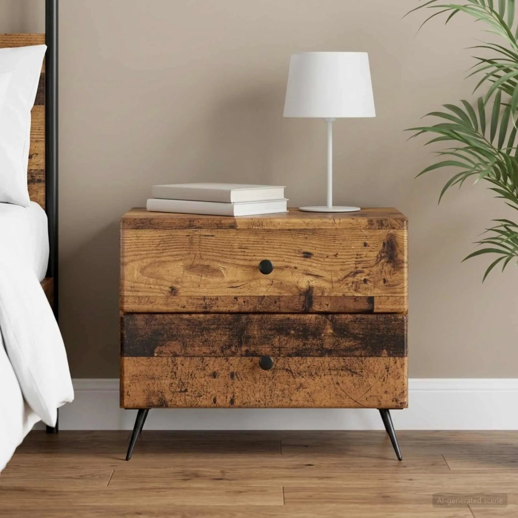 Armadio da Notte con cassetto Legno antico 62 x 34,5 x 47,5 cm 895473