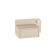 Comodino "Dotta" con lampadina in legno - 52 x 30 x 28 cm - Beige