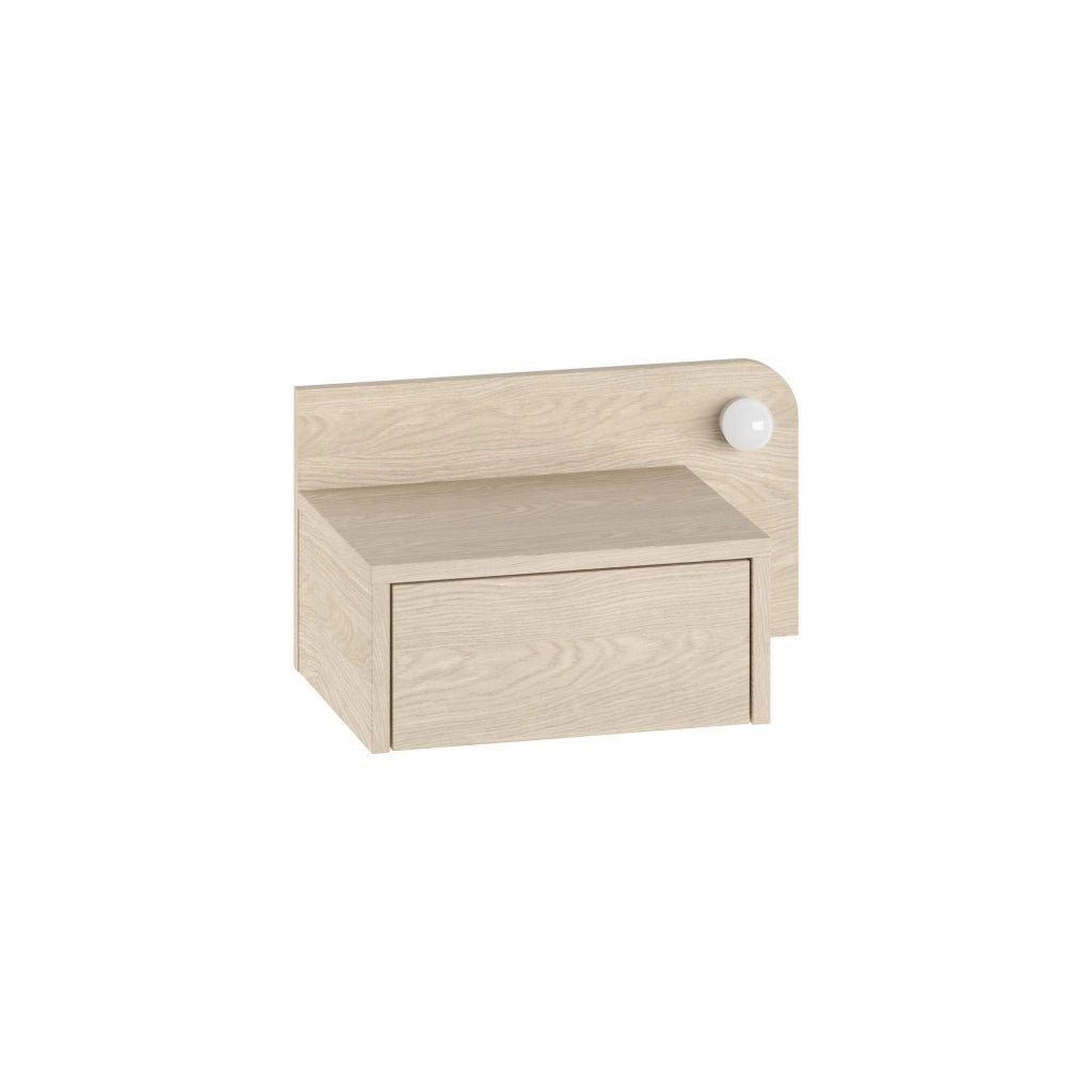 Comodino "Dotta" con lampadina in legno - 52 x 30 x 28 cm - Beige