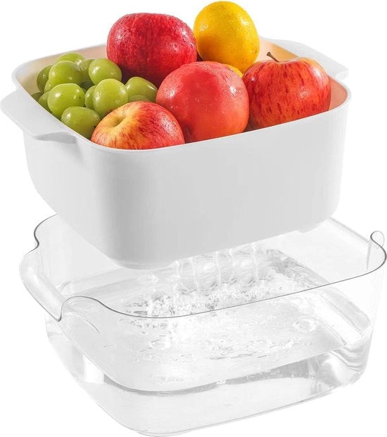 Colander a Doppio Strato in Plastica per Pasta e Spaghetti - Insalatiera e Mandorla per Frutta e Verdura - 2 in 1 Zeef per Alimenti - BPA Libero