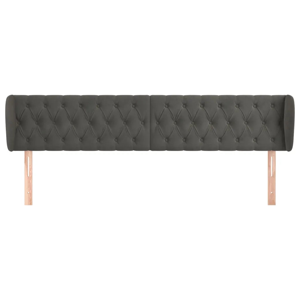 Testiera | Testata ad Orecchio Grigio Scuro 183x23x78/88 cm in Velluto