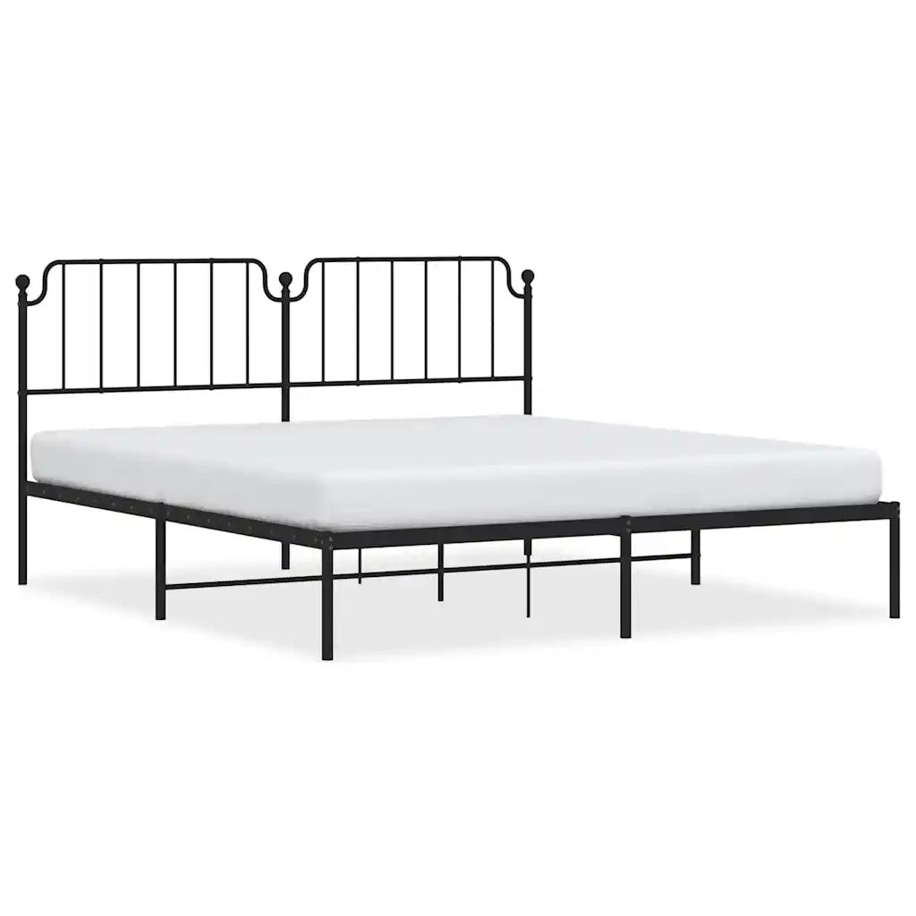 Letto matrimoniale | Letto per adulti | Giroletto con Testiera in Metallo Nero 183x213 cm