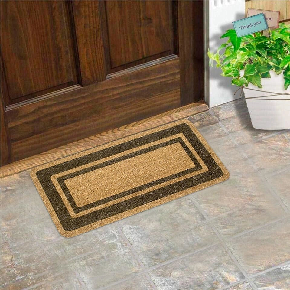 Zerbino Cocco Marrone Ingresso Porta 33x60 cm Elegante Robusto Antiscivolo Asciugapassi Esterno