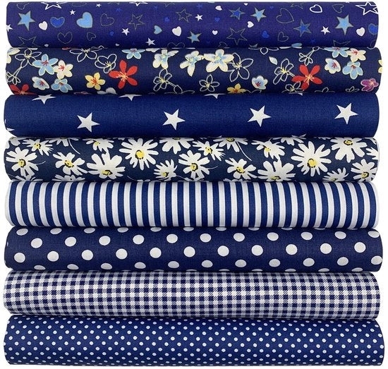 Esposizione di Campione di Tessuto - Patchwork - 50 x 50 cm - Creatività Fai da Te - Cotone - Manufatto Artigianale - Blu