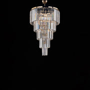 Lampadario Moderno Schuber Metallo Oro E Cristallo 7 Luci E14