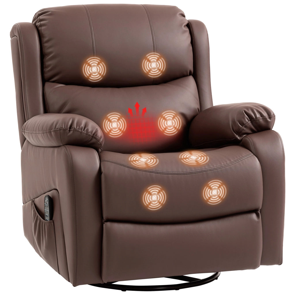 Poltrona Relax Reclinabile Massaggiante con Poggiapiedi ¨C zephmum ¨C Marrone 87x97x100
