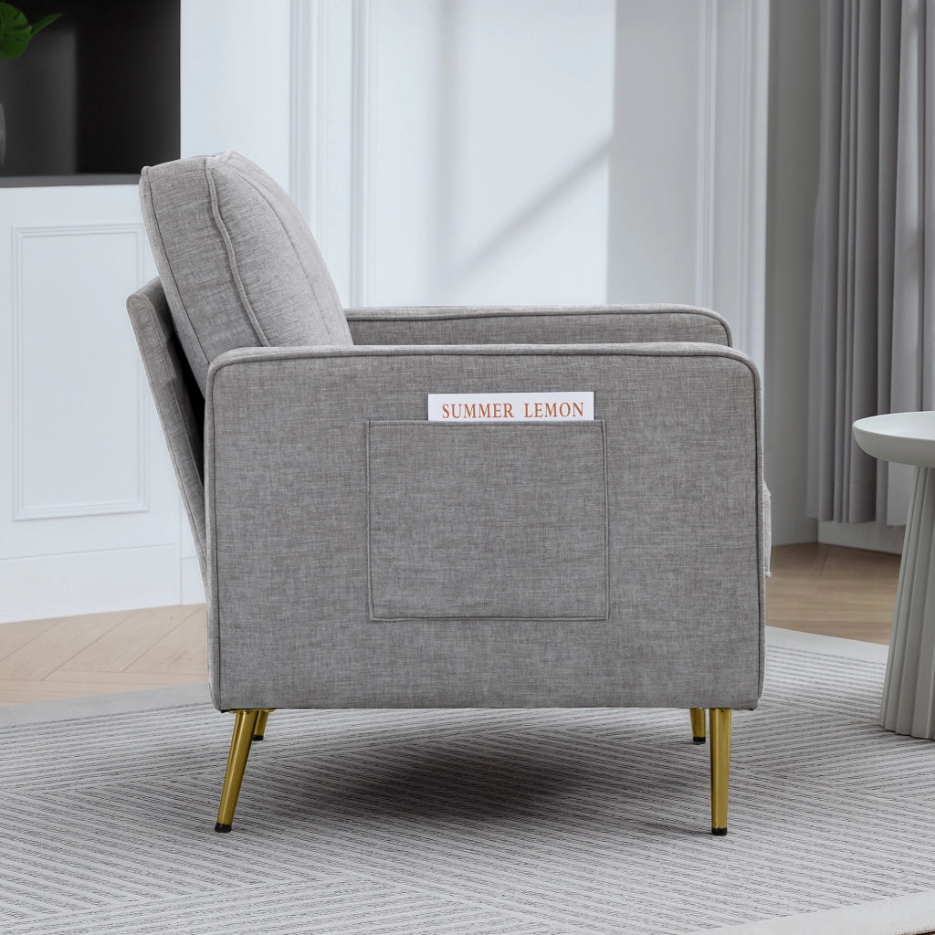 Poltrona in tessuto reclinabile con braccioli e tasche laterali ¨C Zephmum ¨C Grigio scuro