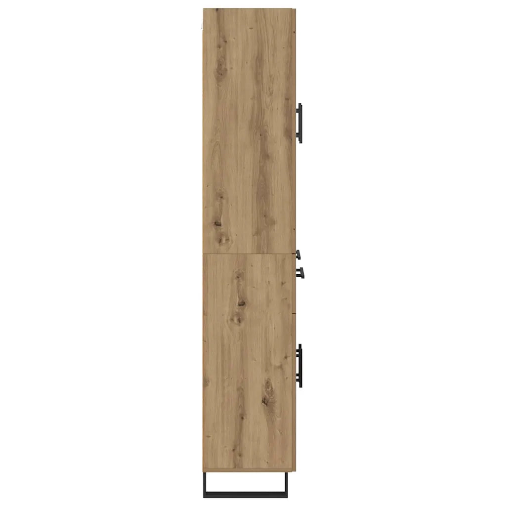 Credenza 2 pcs Rovere artigianale Legno Stratificato e Vetro