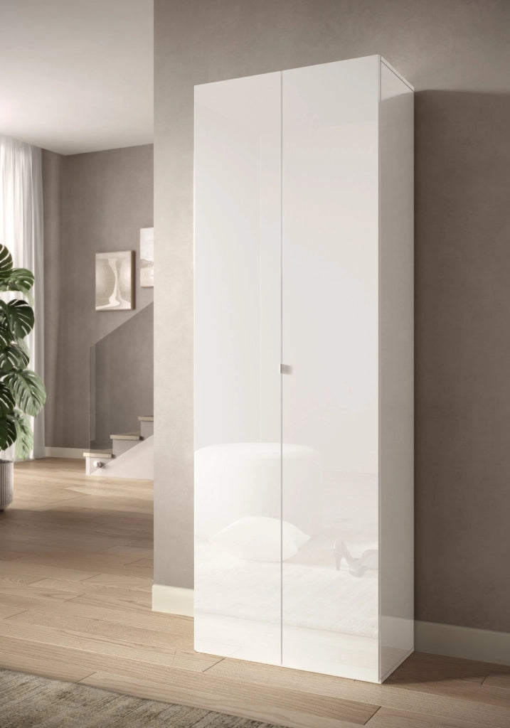 Mobile Portascarpe Genuri, Scarpiera 6 Ripiani, 63x35x186h cm Bianco Lucido