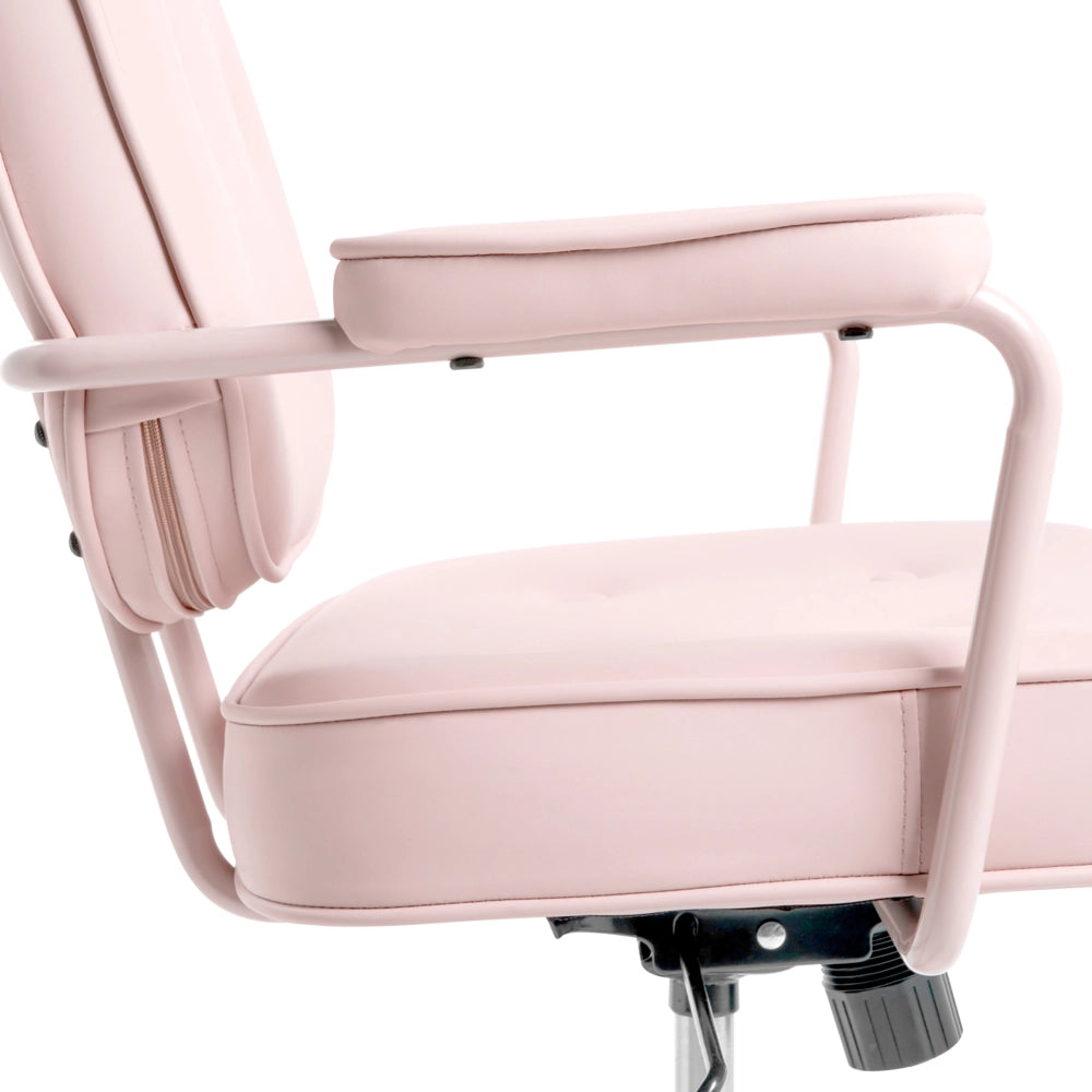 Sedia da ufficio in tessuto Struttura in metallo ecopelle Funzione girevole Altezza regolabile Mobili da ufficio Rosa Pastello