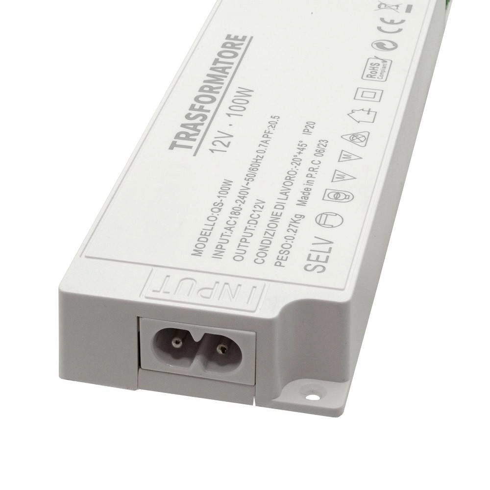Trade Shop - Alimentatore Slim 100 Watt Trasformatore Corrente 12v Strisce Luci Led Qs-100w -