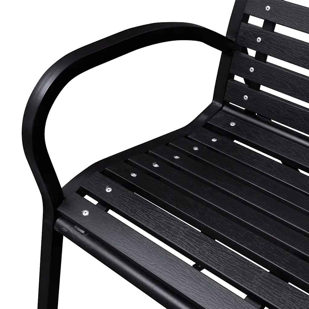 Panchina da Giardino 125 cm Nera in Acciaio e WPC 41556